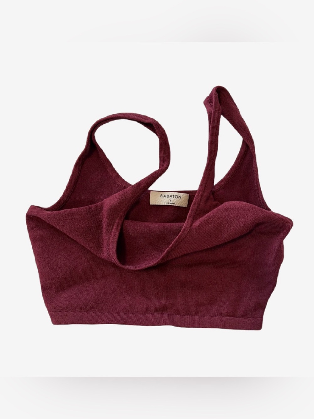 Babaton Wine Ribbed Knit Crop Tank